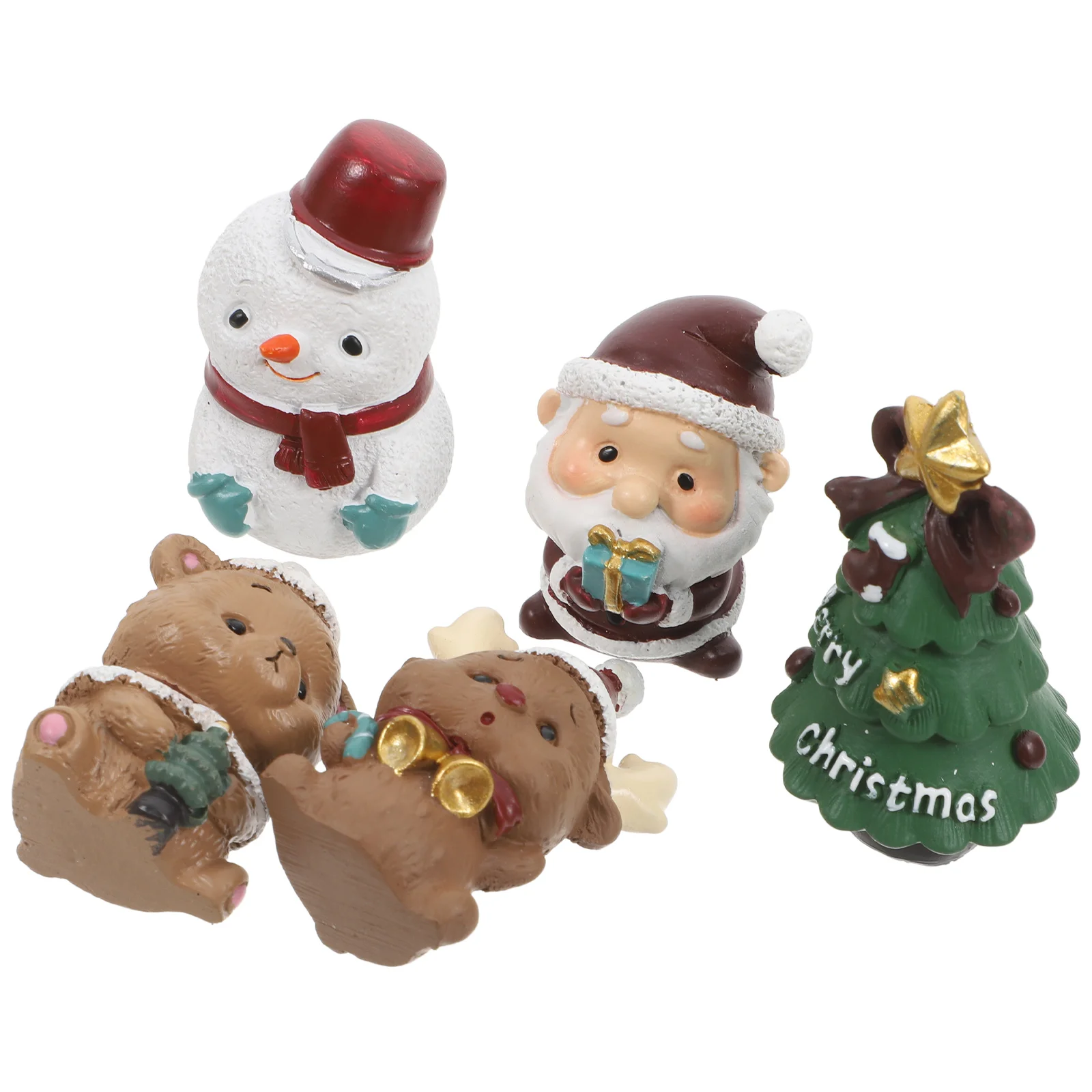 

Holiday Gift Set 5 Pcs Resin Decorations Christmas Santa Elk Snowman Adornments For Decor