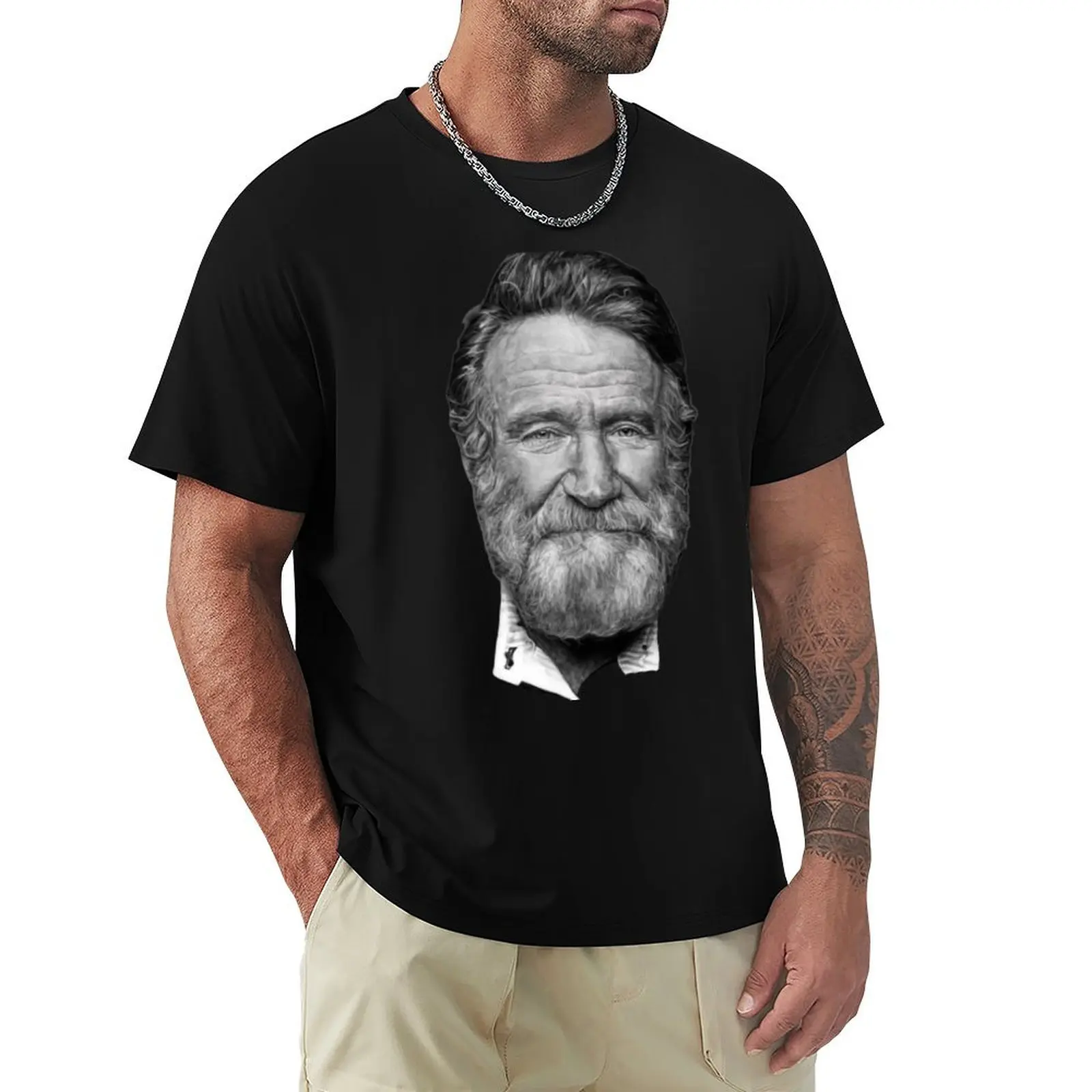 Robin Williams Drawing Portrait T-Shirt Lightweight Sport Basic T-Shirt