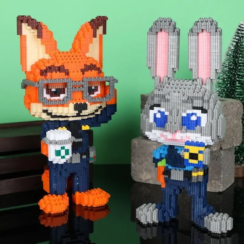 Disney Crazy Animal City Nick Judy Building Blocks Rabbit Couple Assembly Toys Children's Puzzle Festival Gifts