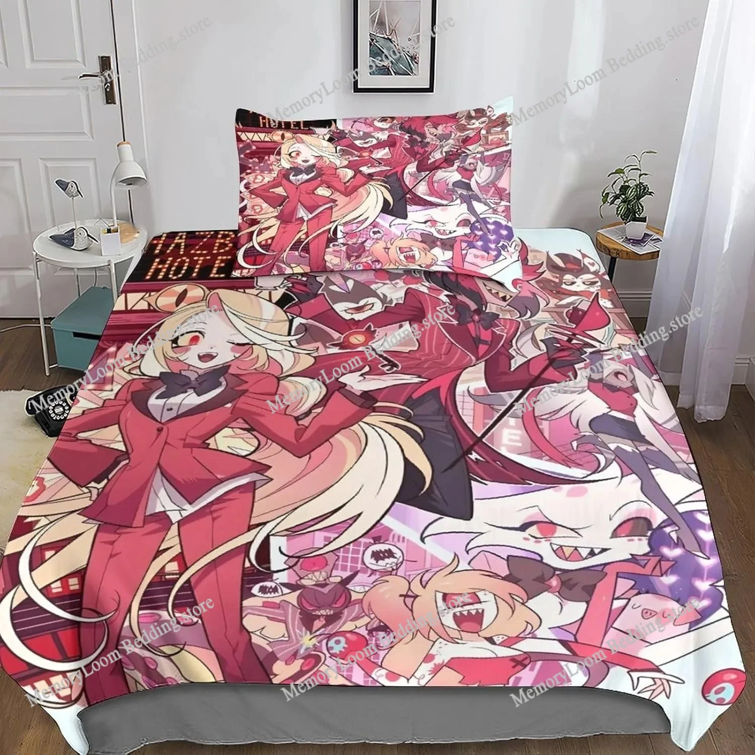 

Anime Stolas Helluva Hazbin Hotels Boss Bedding Set Duvet Cover Bed Set Quilt Pillowcase Comforter king Queen Size Boys Adult