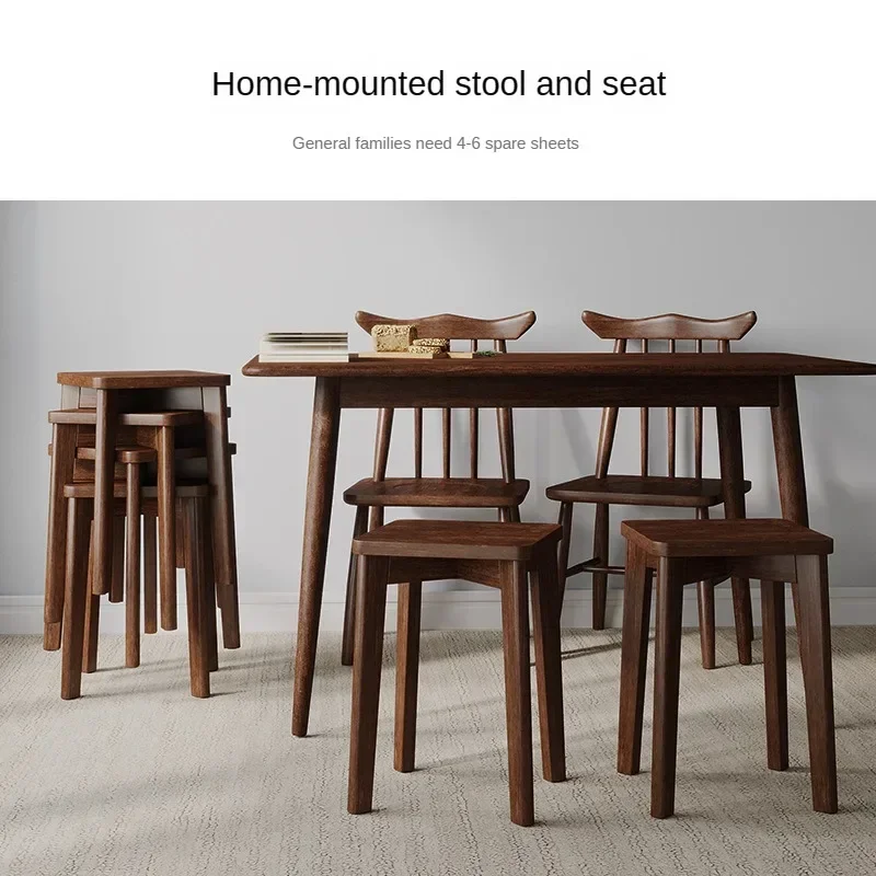 Nordic Small Bench Modern Simple Household Dining Table High Chair Living Room Stackable Simple Solid Wood Spare Square Stool