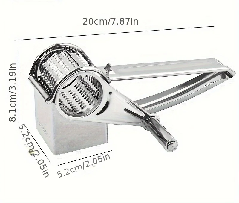 1pc, Cheese Grater, Multifunctional Stainless Steel Cheese Grater, Manual Rotary Cheese Grinder,Kitchen Gadgets