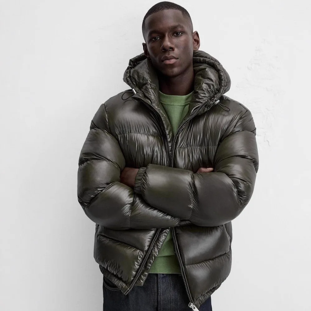 

2025 European and American Autumn and Winter Hooded Casual Cotton Jacket Jacket with Cotton Jacket Jacket for Men's Wear