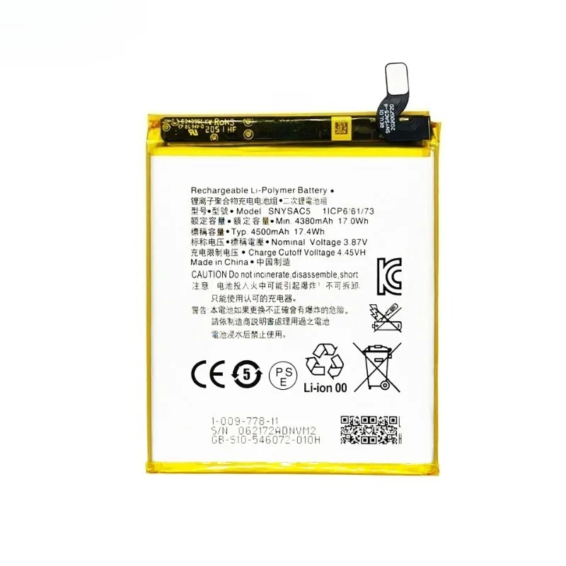 New replaceable Battery SNYSAC5 4500mAh For Sony Xperia 1iii/Xperia 1/X10iii/Xperia 10 iii/Xperia 5 III/Ace II Battery