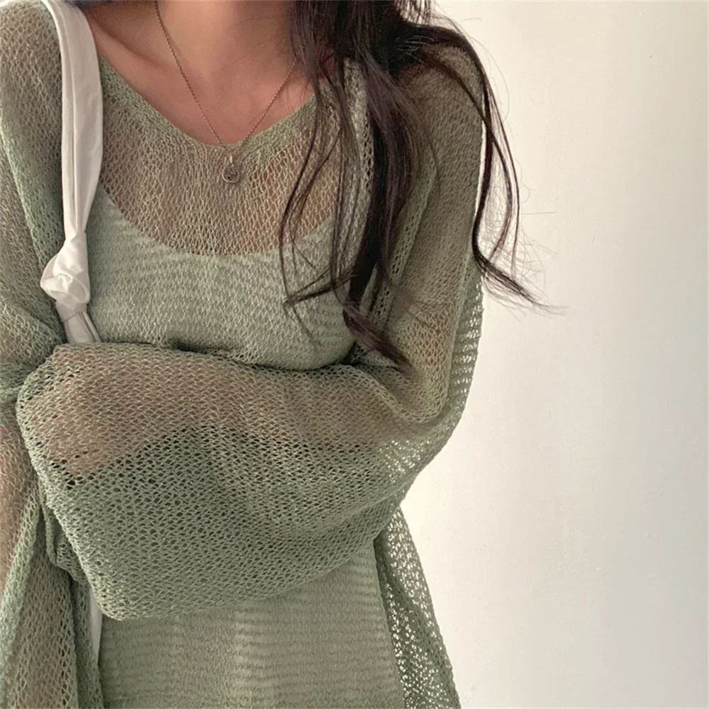 Full Sleeves Pullovers Hollow Out Sweaters Tops Sexy Women Fashion Casual Streetwear Chic Female Losse Sweaters Korean style