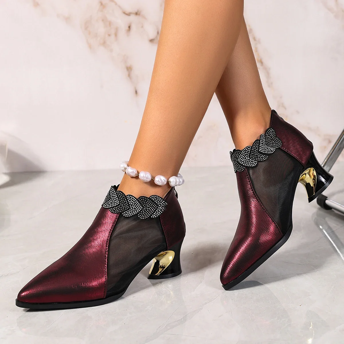 Luxury Women Mid Heel Pumps 2026 New Casual Spring Shoes Women Fashion Sweet Light Weight Shoes Comfort Square High Heels Boots
