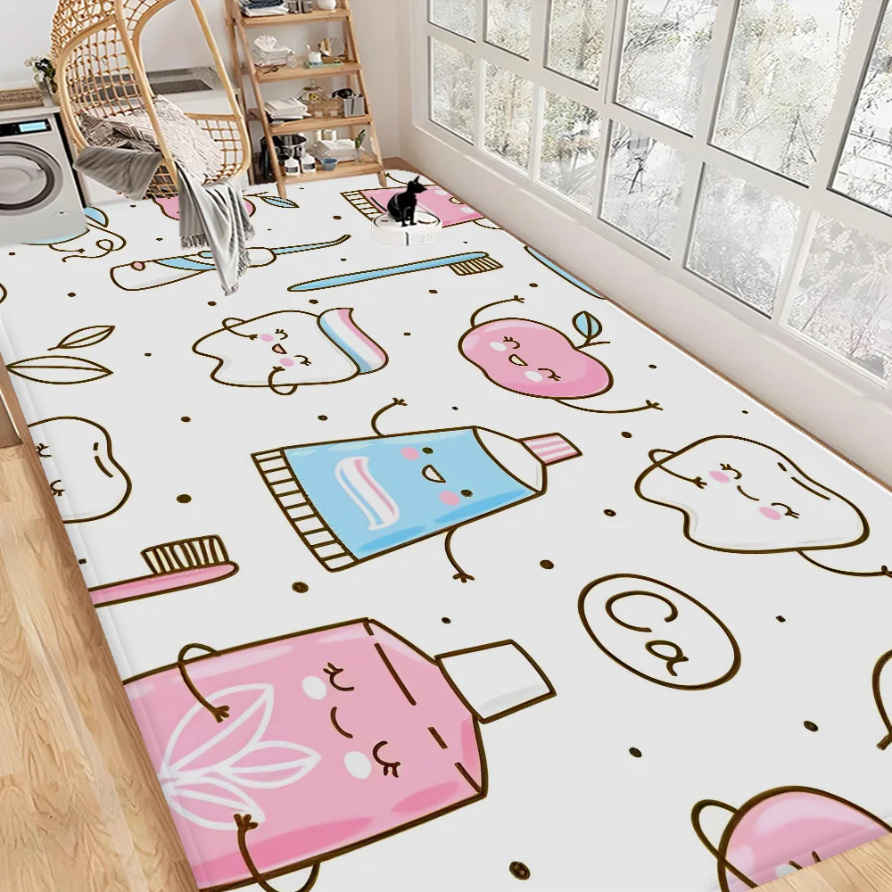 

Dentist Dental Teeth Tooth Door Mat Washable Non-Slip Living Room Sofa Chairs Area Mat Kitchen Bedside Area Rugs