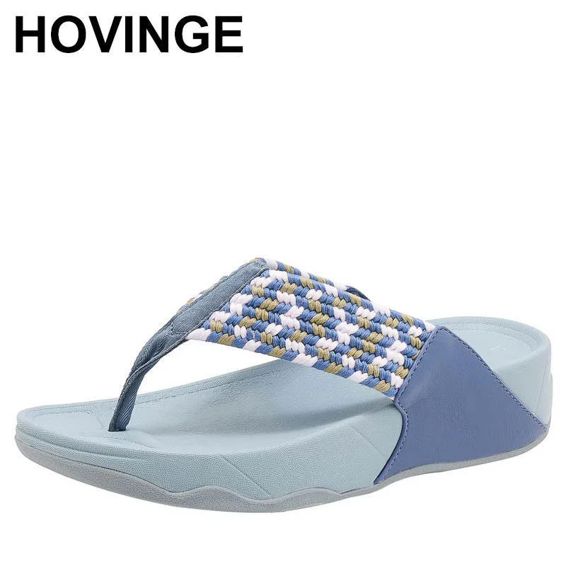 Verano Mujer 2,5 cm plataforma 5cm tacones altos zapatillas mujer Casual bohemio cuñas tacones chanclas señora cómodos zapatos azules