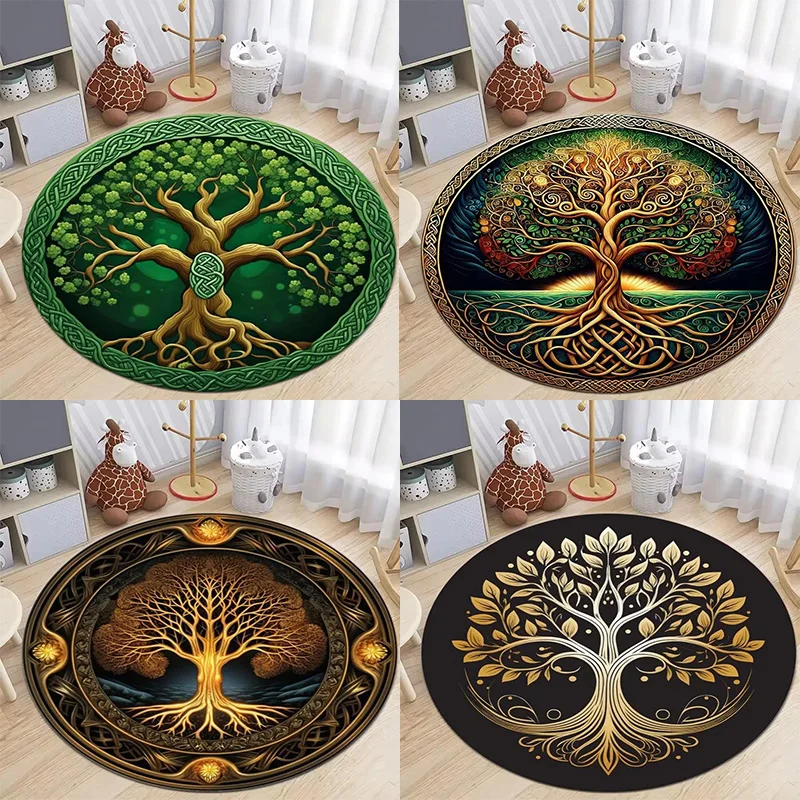 

Celtic Tree Of Life Round Carpet, Ancient Spiritual For Bedroom