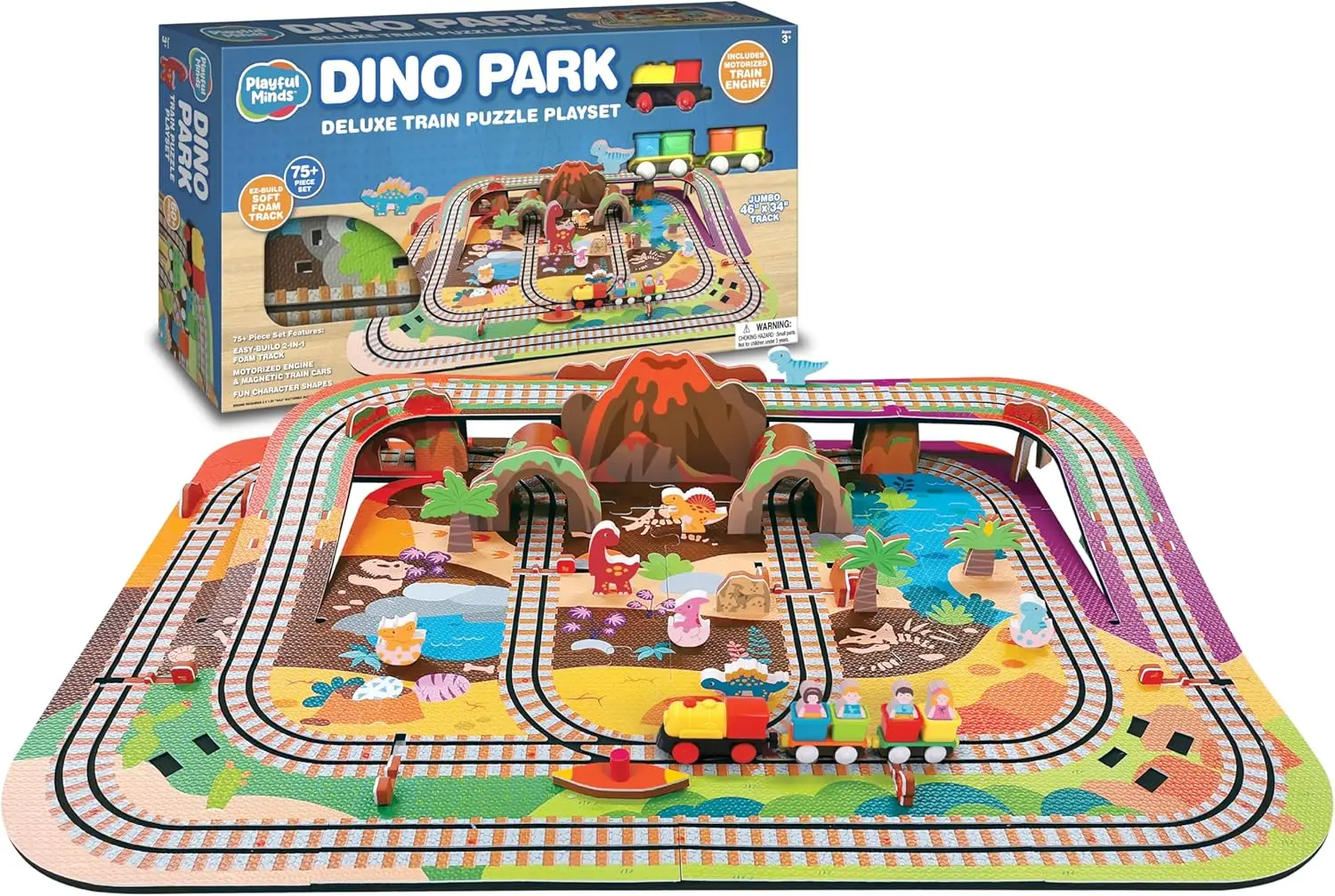 

Игровой набор-головоломка Dino Park Train — набор для сборки и игр на железной дороге для малышей и детей от 3 до 5 лет — трек-головоломка из пены EVA с моторизкой