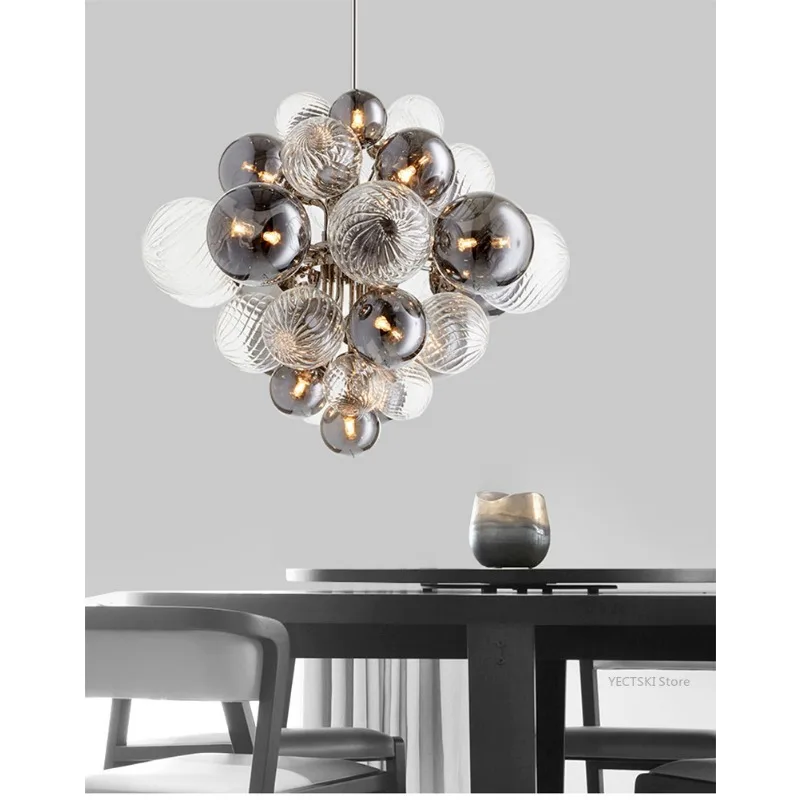 

Nordic Light Luxury Personalized Creative Glass Bubble Ball Hall Pendant Bedroom Dining Room Living Room Light