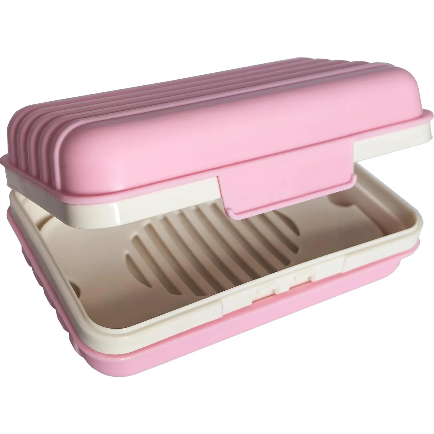 

Travel Soap Dish Holder with Lid, Leakproof Draining Soap Case for Shower, Camping, Hiking, Gym, Portable, Pink