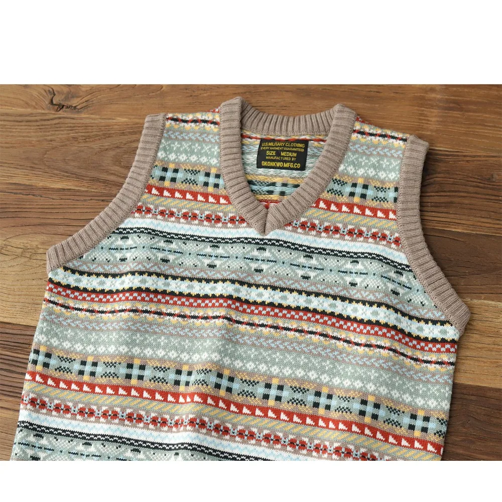 

Ретро свитер с v-образным вырезом, шерстяной жилет, осенне-зимний свитер без рукавов, вязаный жилет, жилет для мужчин