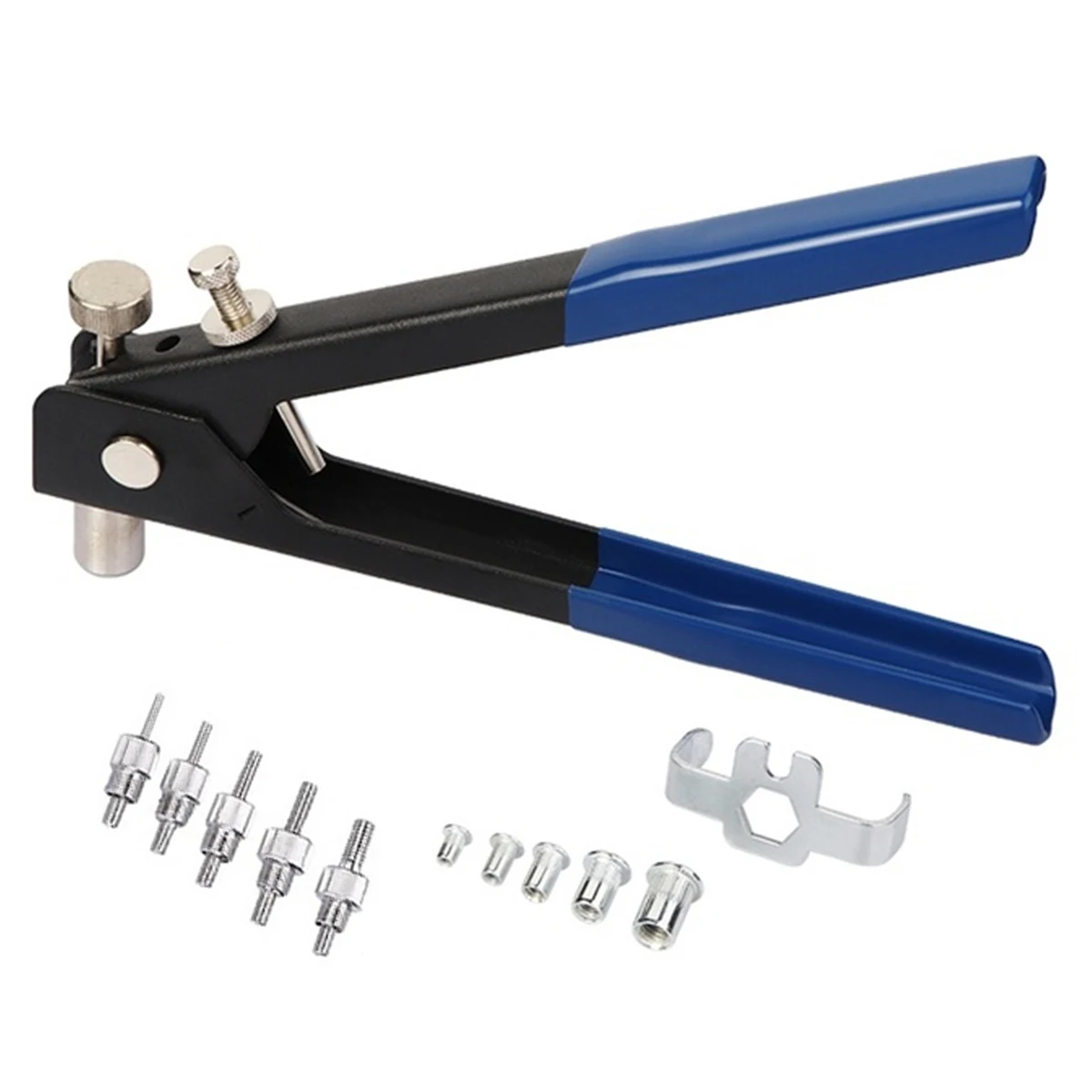 Zinco misturado chapeado carbono aço Rivet Nut, rosca Rivet Gun Set, Riveter Tool Set, M3, M4, M5, M6, M8