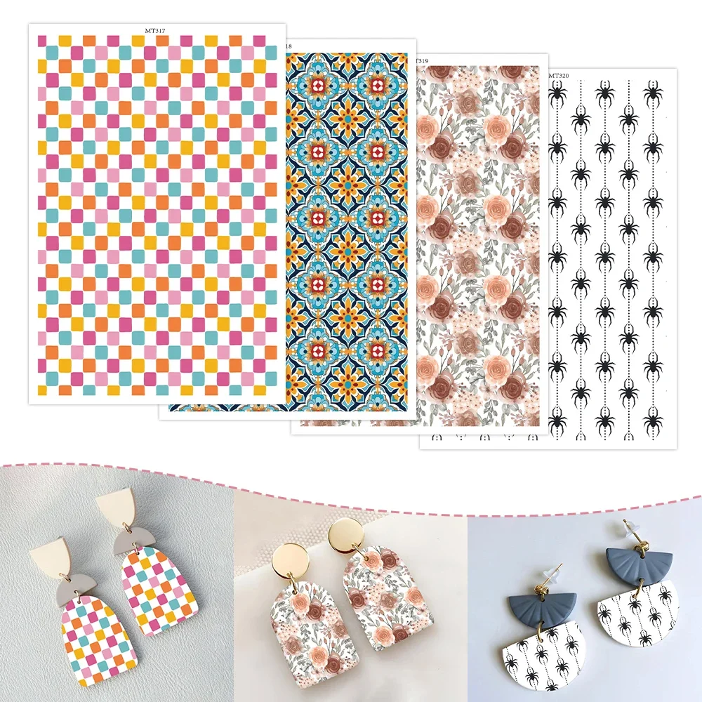 

Цветной узор, цветочная геометрическая тема, полимерная глина, переводная бумага, водорастворимые одноразовые наклейки, бумага для печати, серьги Mak