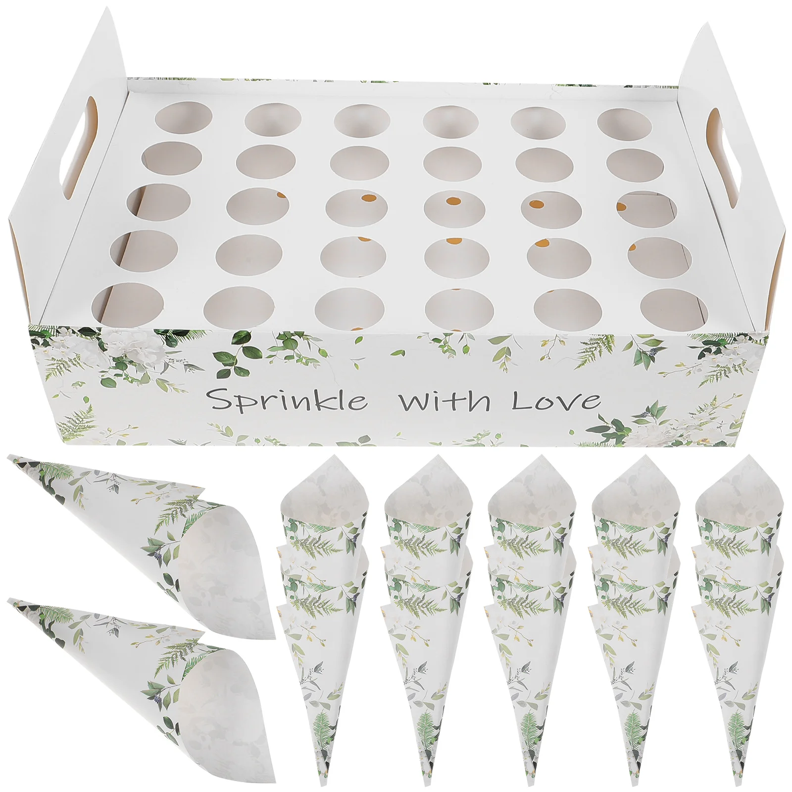 

30-Hole Paper Supplies Confetti Craft Petal Craft Paper Petal Cones Small Bouquet Brown Wedding Party Supplies Cone Box Storage