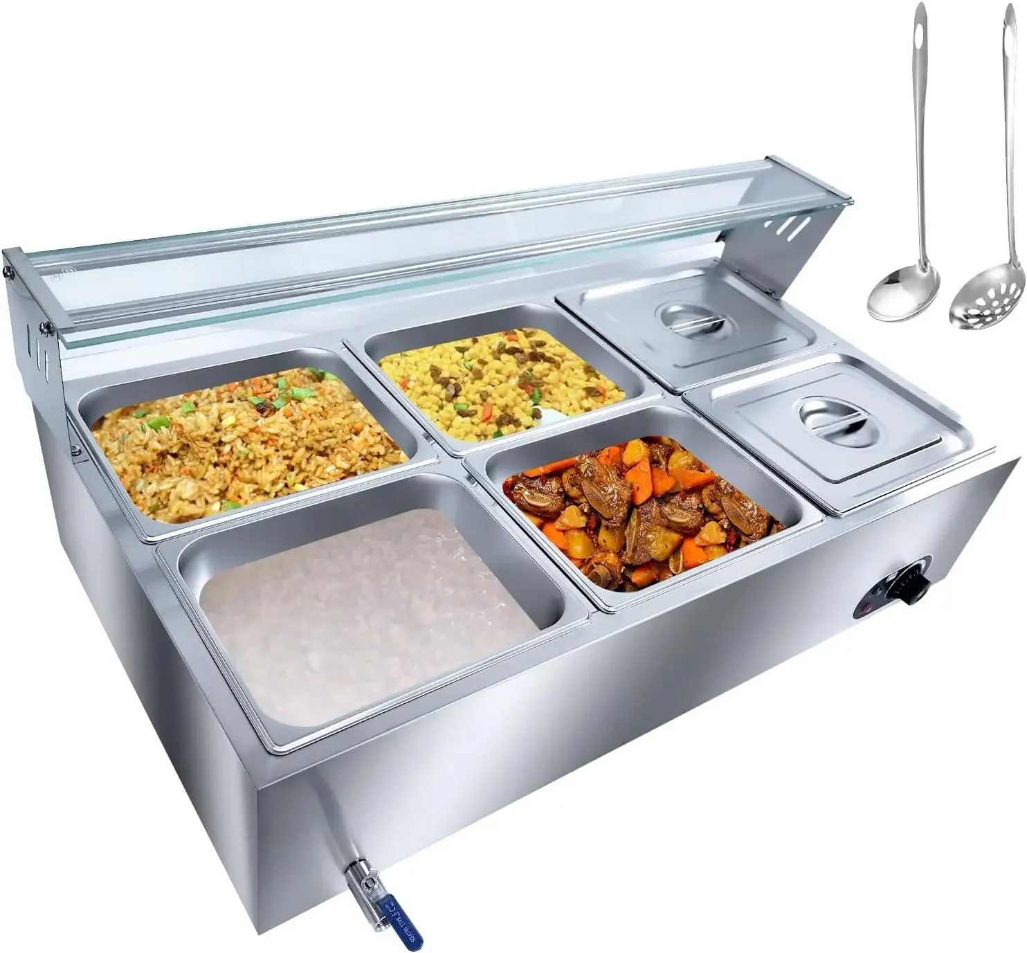 Commercial Food Warmer, 72 Qt Electric Bain Marie with 6