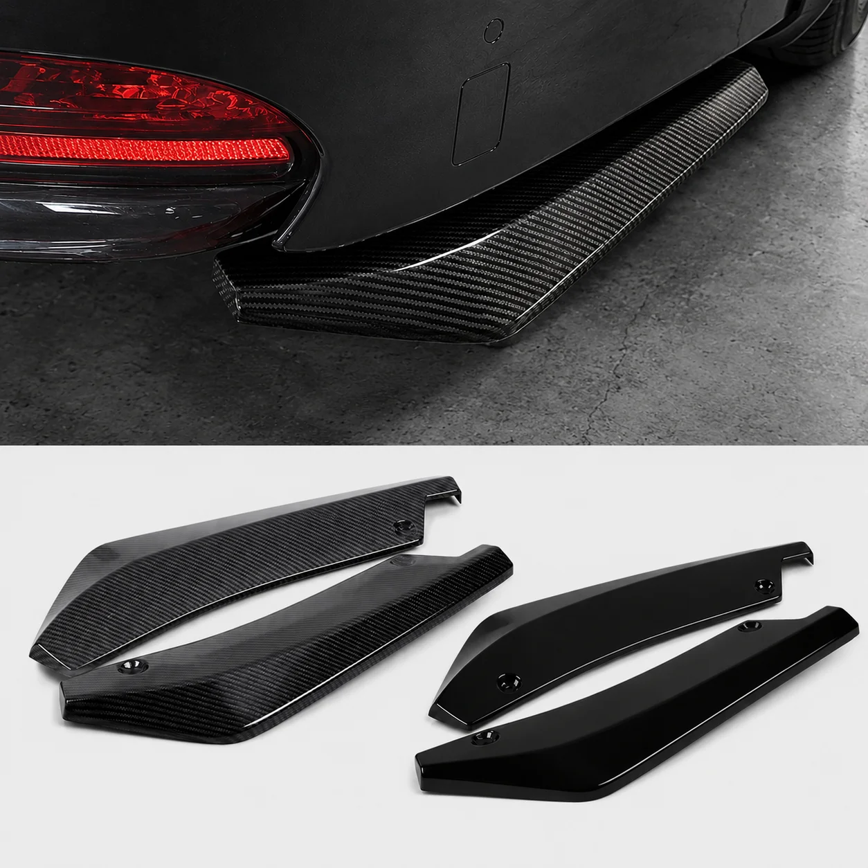 Auto Front- und Heckstoßstangen-Schutzleiste Spoiler Diffusor Splitter Kratzschutz Carbon-Faser Winglets Seitenschweller-Erweiterung Universal