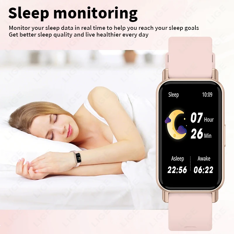 LIGE Nuovo schermo HD da 1,45 pollici Smart Watch Donna Chiamata Bluetooth Orologio personalizzato Viso Sport Tracker Monitor sanitario Uomo Donna Smartwatch