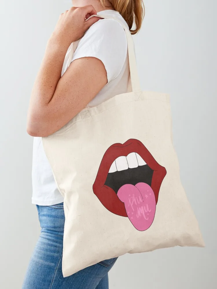 Phi Mu Lips Tote Bag canvas personalized custom