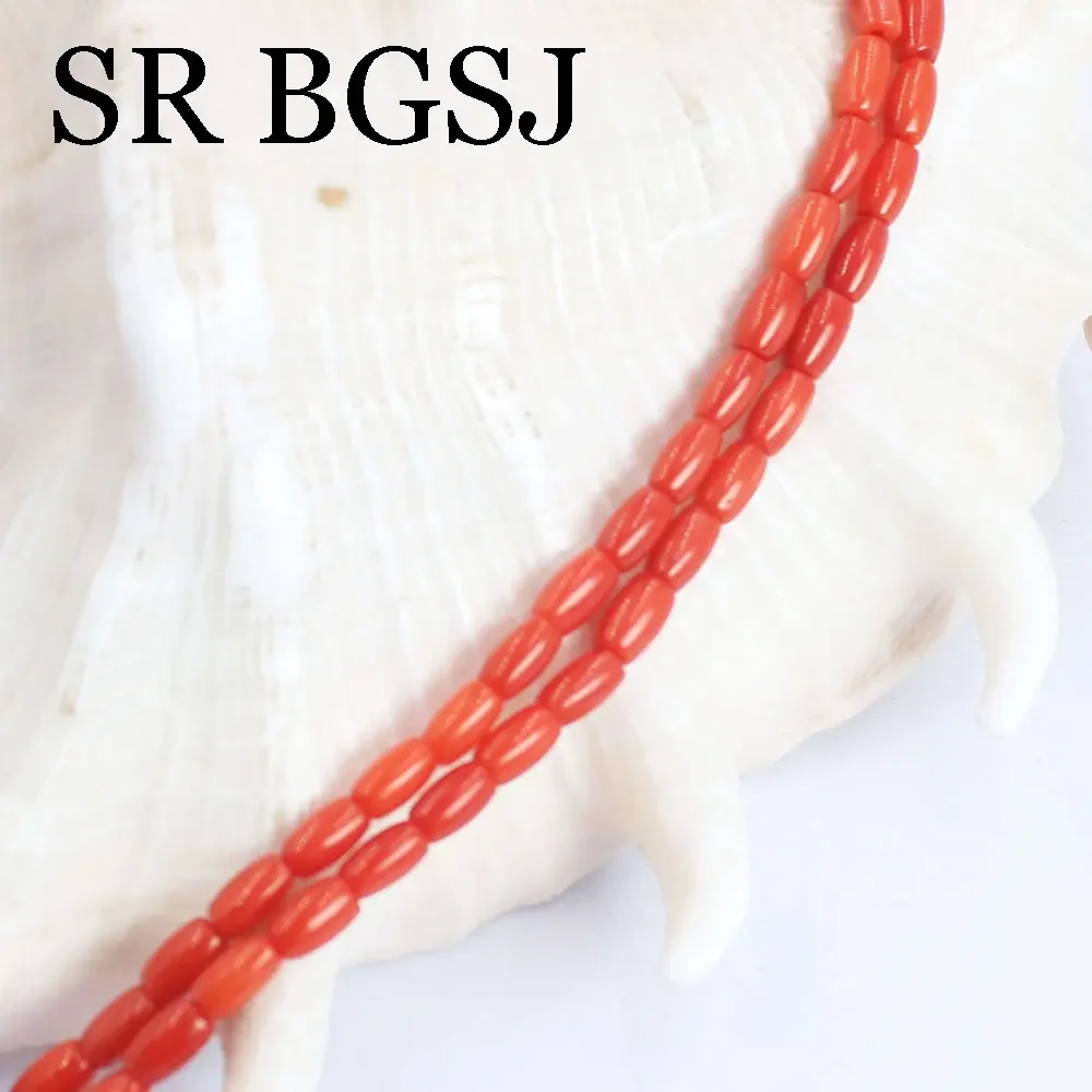 3x6mm Rice Olivary Sardi Red Sea Bamboo Coral Natural Isolation Beads For Jewelry Making DIY Bracelet Necklace