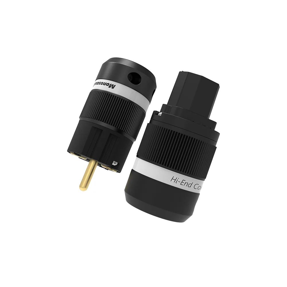 Monosaudio E100G/F100G Hifi Pure Copper Schuko Power Cord Cable Plug IEC C15 Female Connector High Quality EU Power Plug Adapter