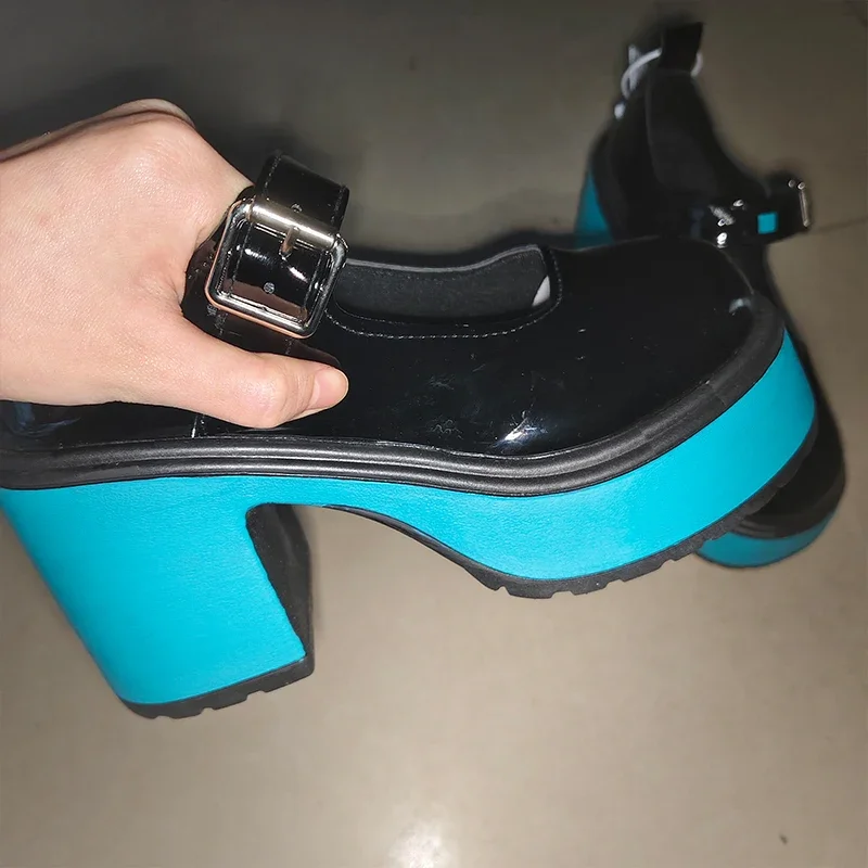 Miku تأثيري أحذية الأحذية الدعائم ارتفاع الكعب 8 سنتيمتر لعب الأدوار أداء الدعائم هالوين عيد الميلاد كرنفال كوسكو