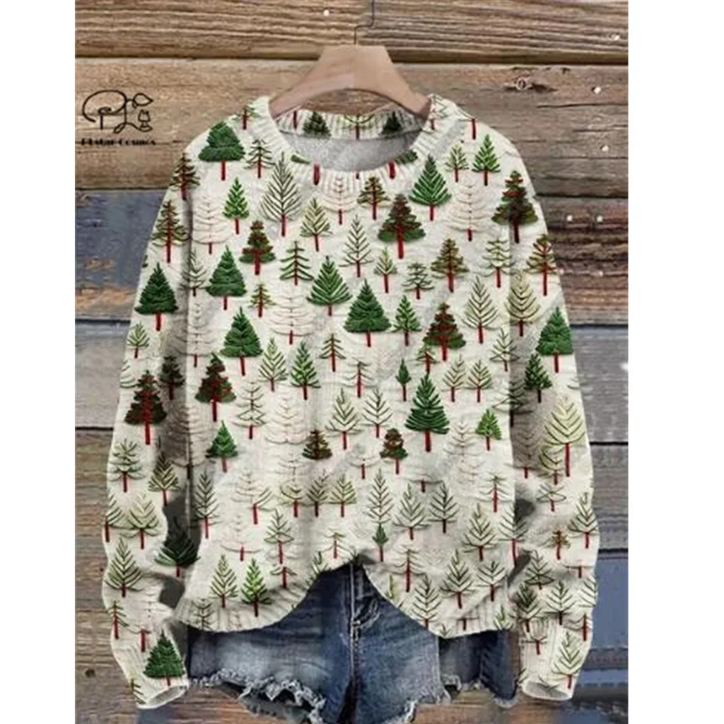 Pull décontracté unisexe pour hommes, impression 3D, père Noël, flocon de neige, arbre de Noël, wapiti, art, mode hivernale, nouveau