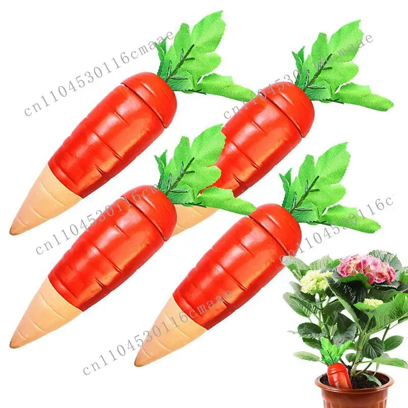 NEW Clay Watering Spikes 4pcs Automatic  Slow Drip System Vertical Supplies Decorative Carrot Shape Planters
