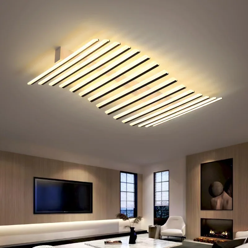 ModernLED Ceiling Lights  Suitable for Living Room Pendant Lights With Remote Control Indoor Bedroom Office Lighting Long Strip