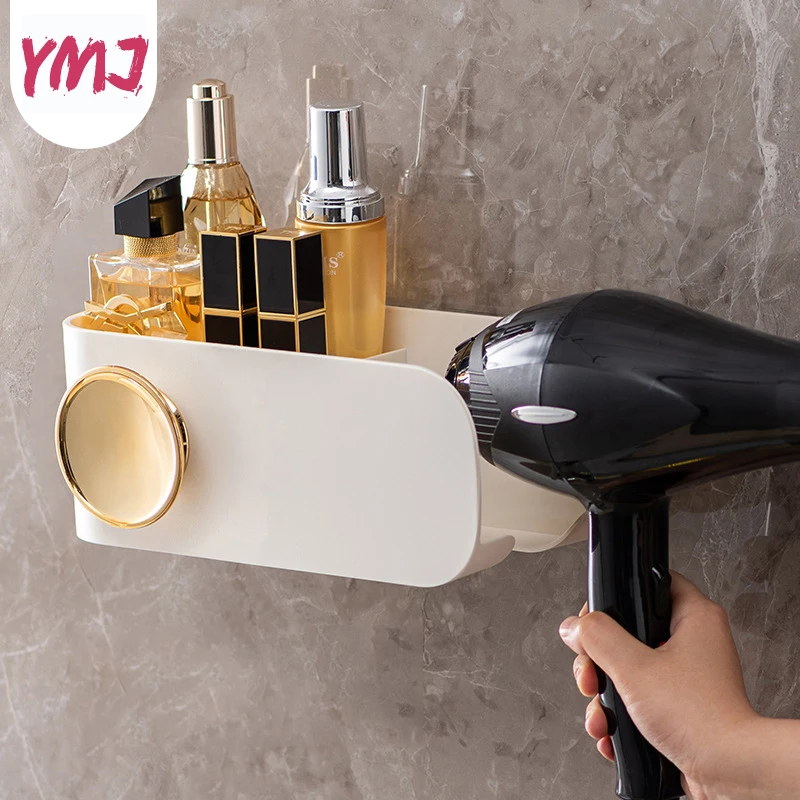 Hands Free Hair Dryer Holder Storage Box Curling Iron Shelf for Bathroom Accessories Set Home Bathroom Organizer Storage Rack