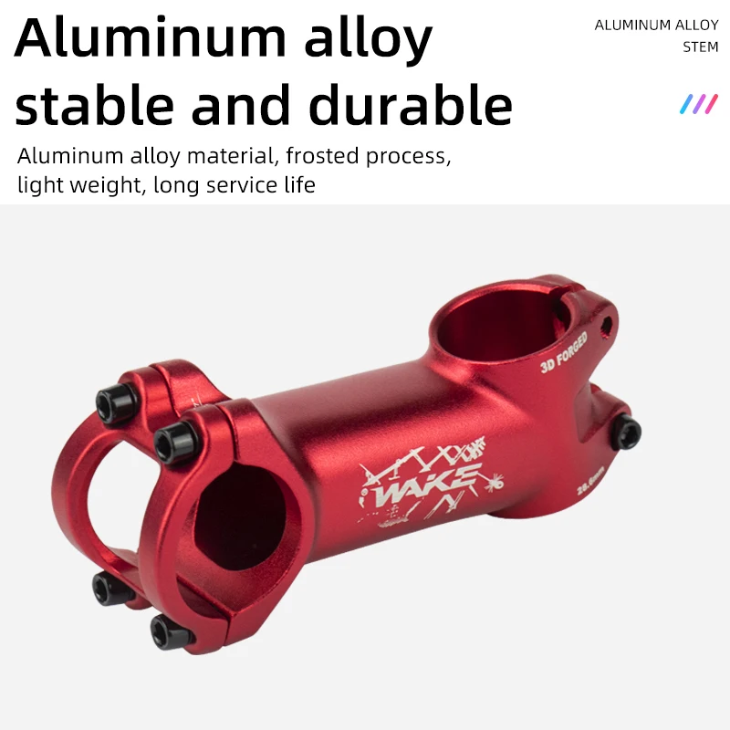 Wake Mountain Road Bike Bicycle Handlebar Stem Accessories Red 31.8mm 17 Degree Aluminum Alloy Lightweight for MTB BMX Cycling