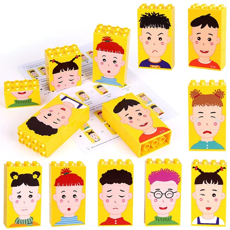 

Cube Table Games Educational Toys Expression Puzzle Face Change Building Block Interactive Board Game Children Gift