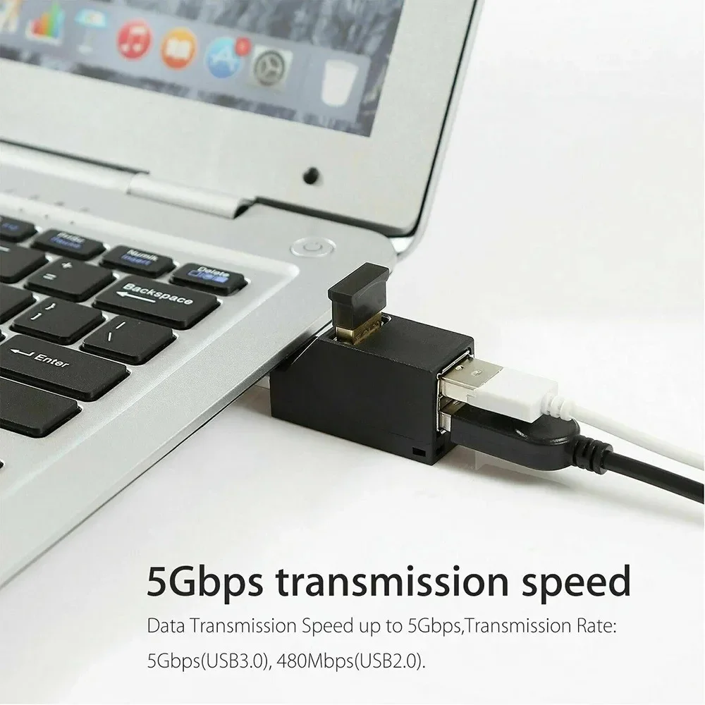 KEBIDUMEI USB 3.0 Hub 5Gbps High Speed USB Splitter 3 Ports USB Hub Adapter for PC Laptop U Disk Card Reader Keyboard Mouse