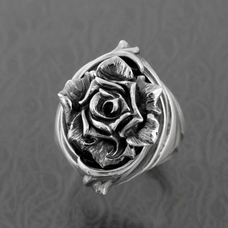 

Chiba Taiyin Dark Rose Ring Personalized Hip Hop Style Fashion Trendy Jewelry Finger Opening Ring Men's Style
