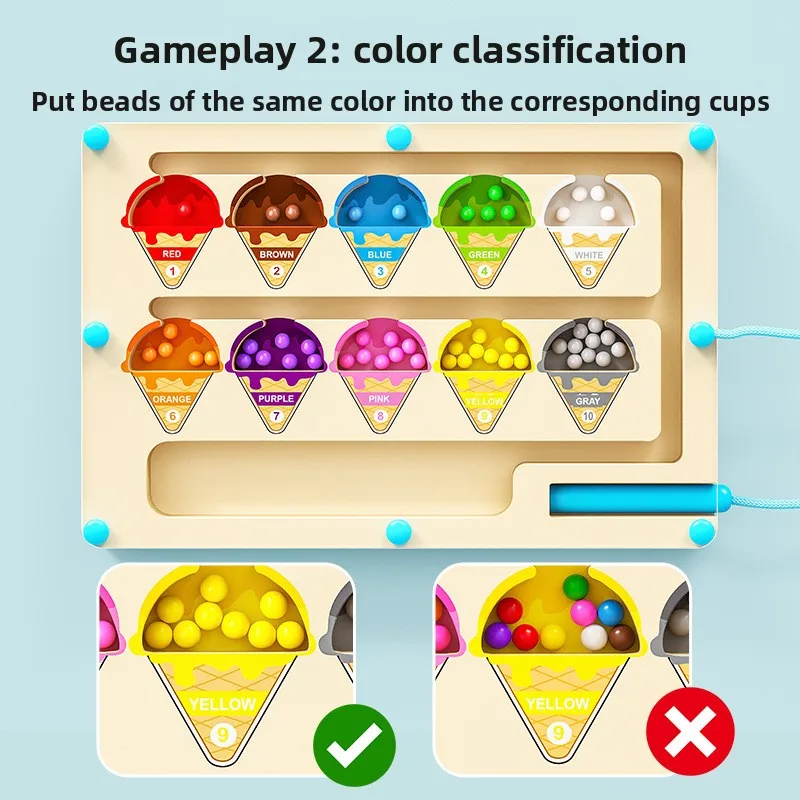 Brinquedos infantis de madeira, educação precoce, iluminação, concentração lógica intelectual, jogos de treinamento, labirinto de caminhada magnético, presente