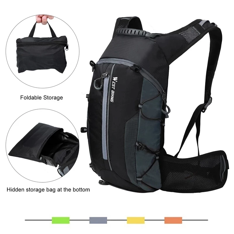 WEST BIKING Bike Bags Portable 10L/16L Waterproof Ultralight Backpack Outdoor Sport Climbing Hiking Pouch Hydration Backpack