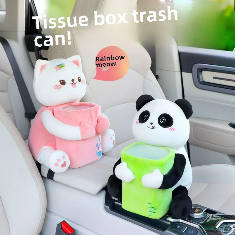 

Car Tissue Box, Trash Can, Two-in-one Creative Armrest Box, Tissue Box, Decorations,Interior