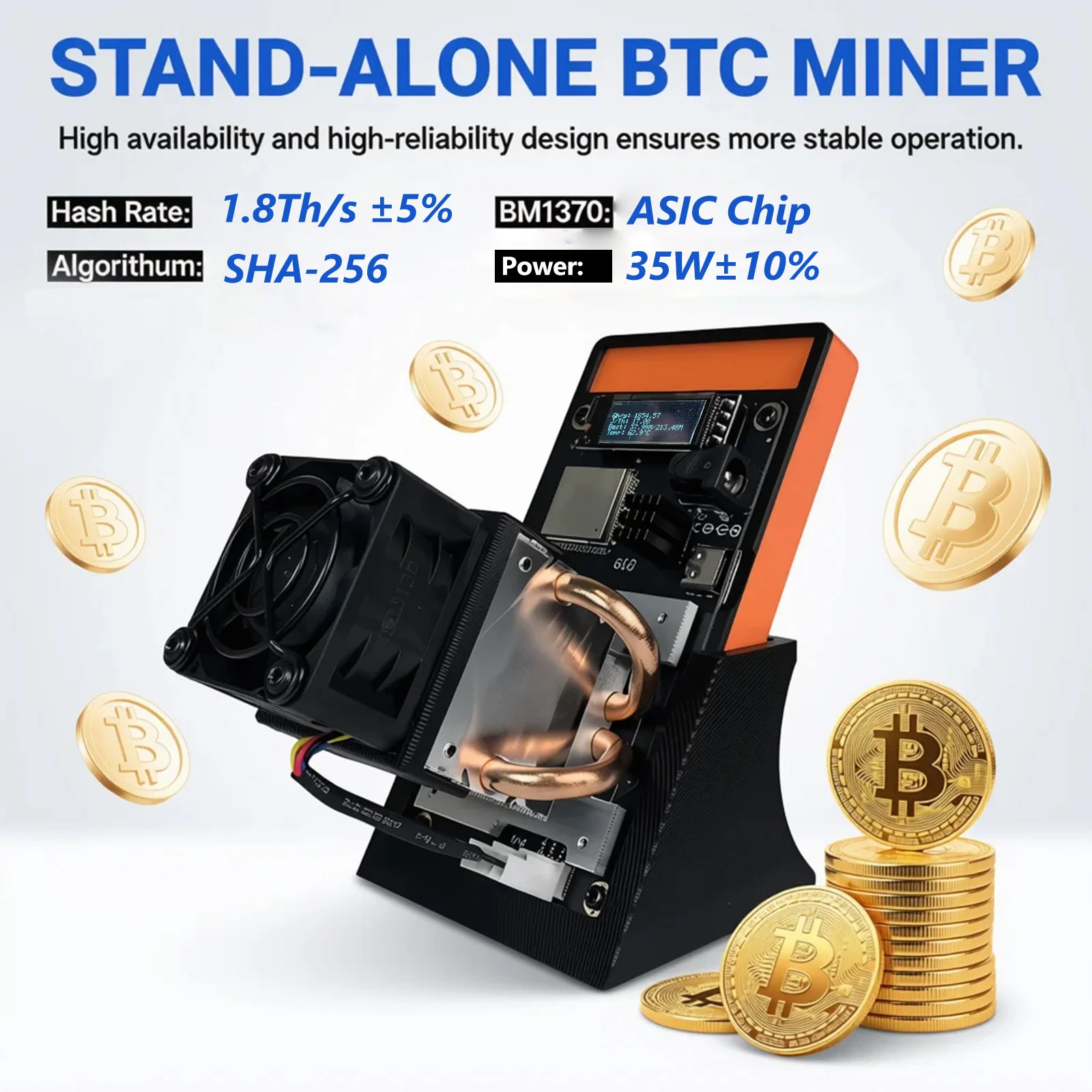 2026 New  Gamma 601/602 Silent Bitcoin Miner 1.7–1.8TH/s 35W Ultra-Low Power SHA256 ASIC Home Crypto Mining Machine for BTC