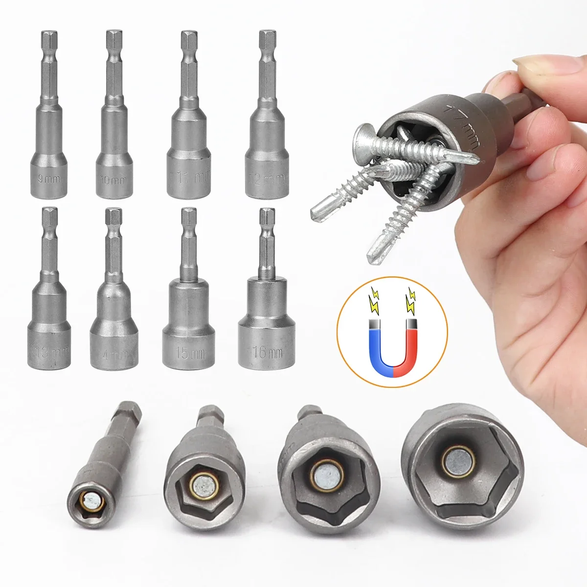 Length Deepen Strong Magnetic Electric Socket Hand Electric Drill Screwdriver Head Hexagonal Magnetic Socket Tool