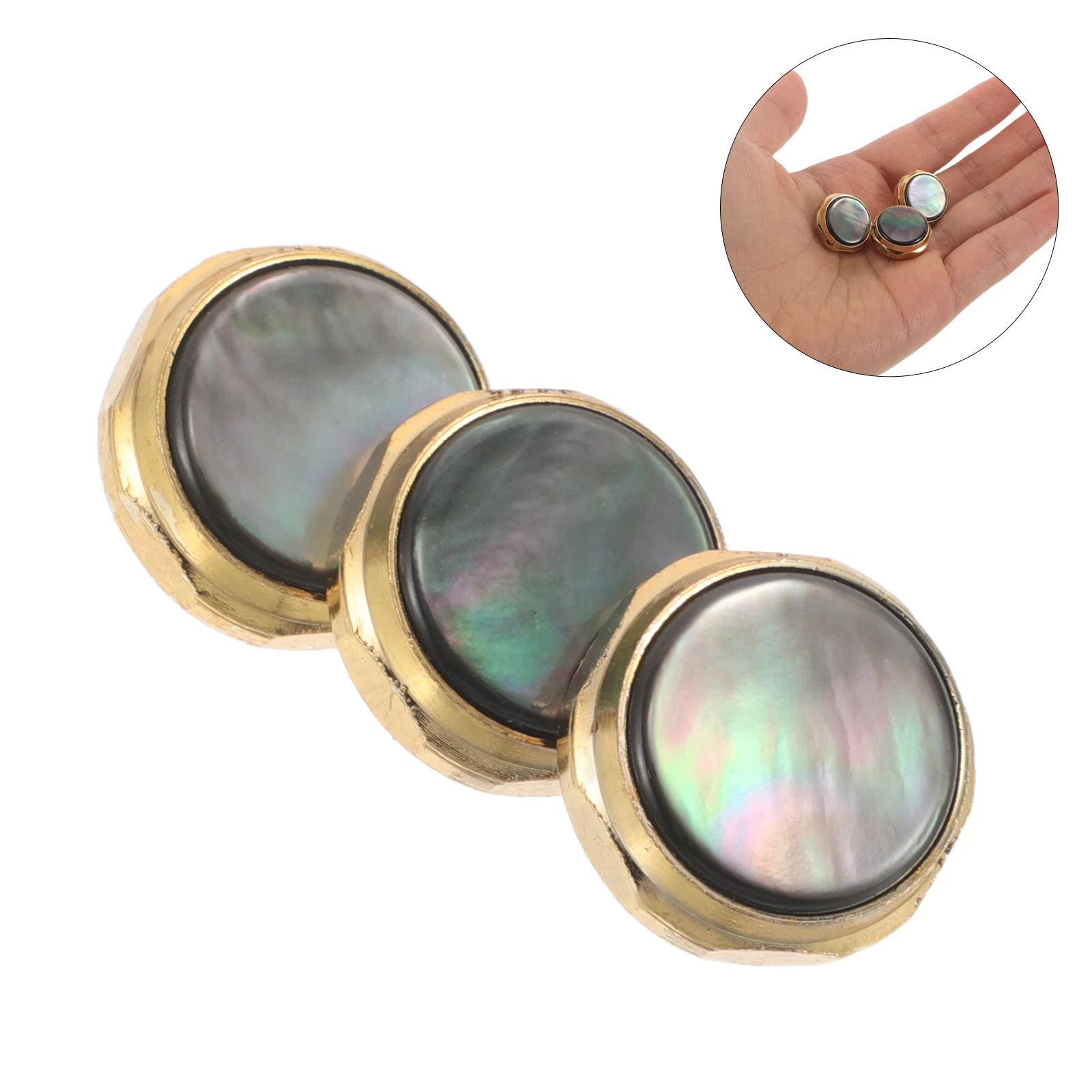 

3Pcs Trumpet Key Valve Finger Buttons Black Shell Finish Trumpet Valve Caps Replacement Brass Instrument Repair Parts