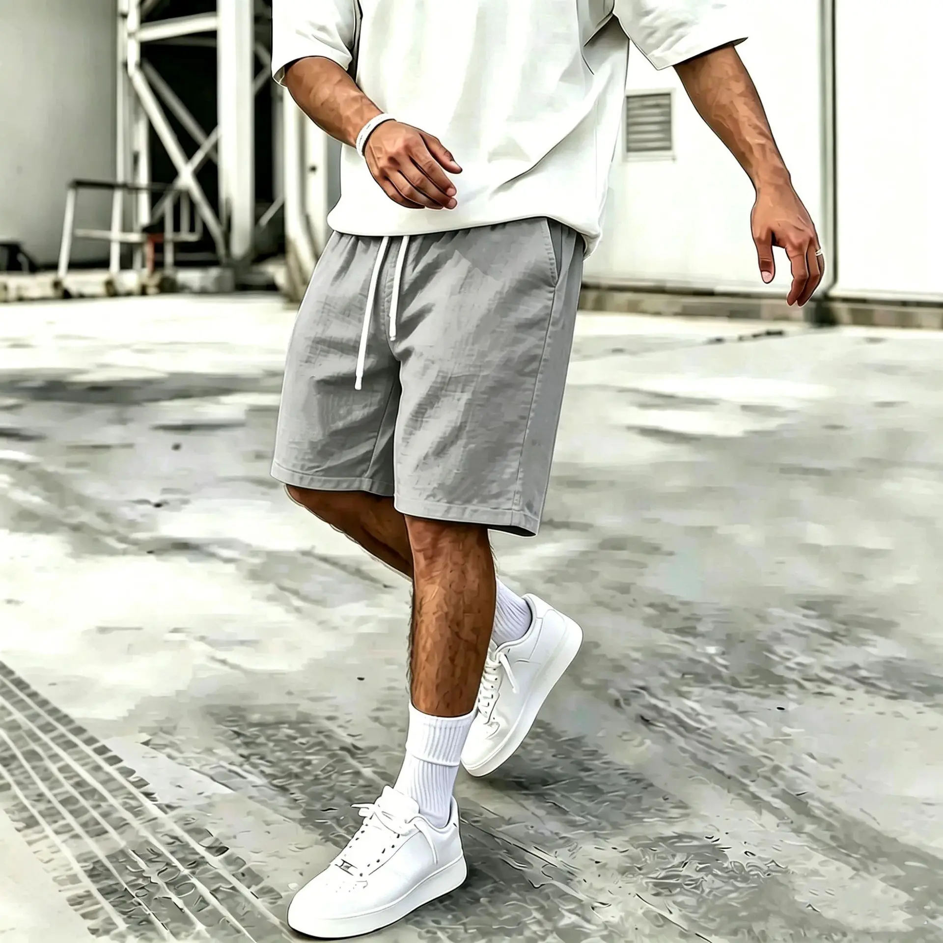 

New Men's Summer Euro 2026 Cross border Amazon Men's Retro Breathable Loose Holiday Shorts Outdoor Fashion Casual Shorts