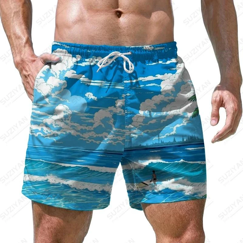 Fala morska wzór 3D Print męskie szorty szybkoschnący spodenki do pływania casualowe spodnie plażowe oversize spodenki sportowe modne ubrania męskie