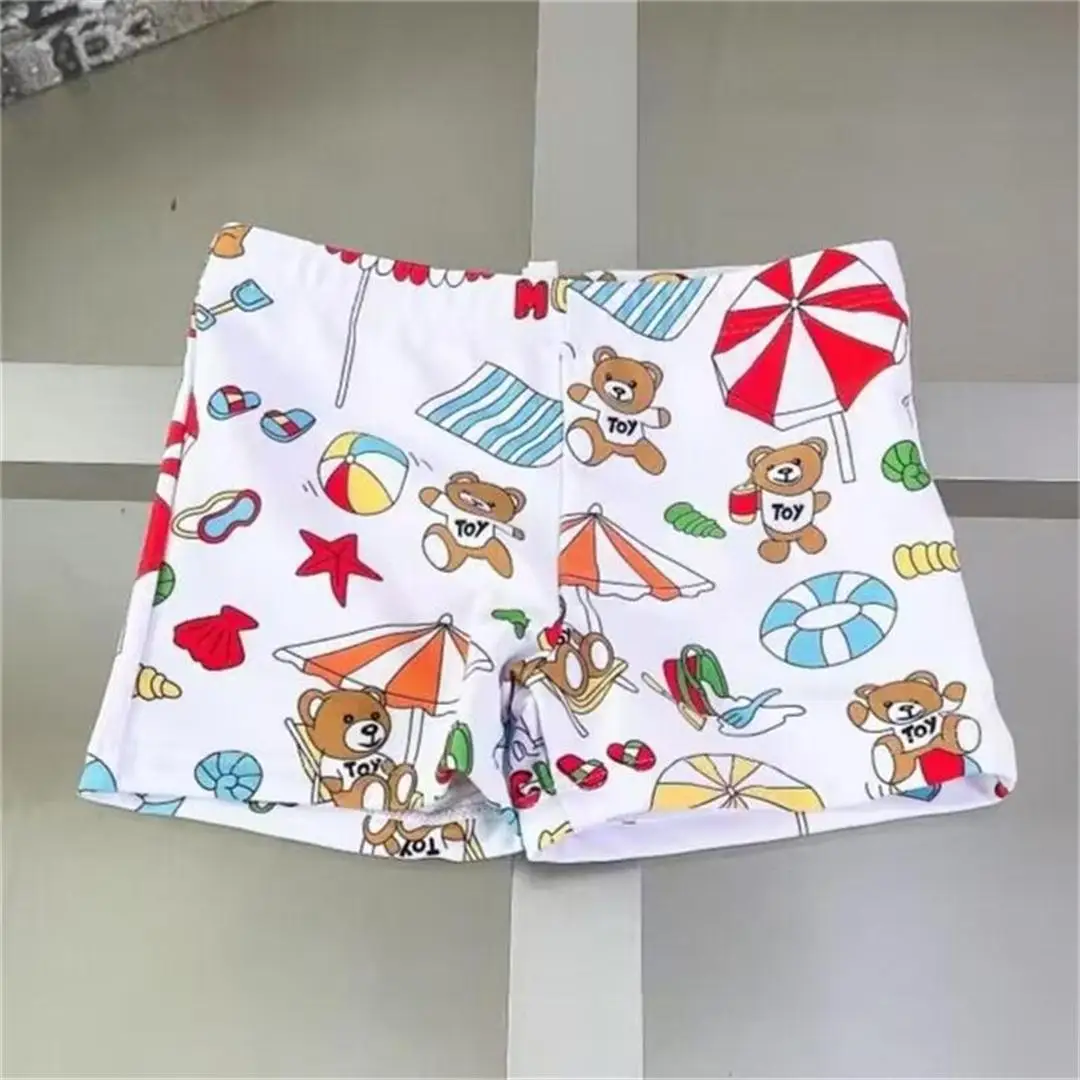 

2025 new design children swim shorts baby boy swim wear bear printed swimsuits summer