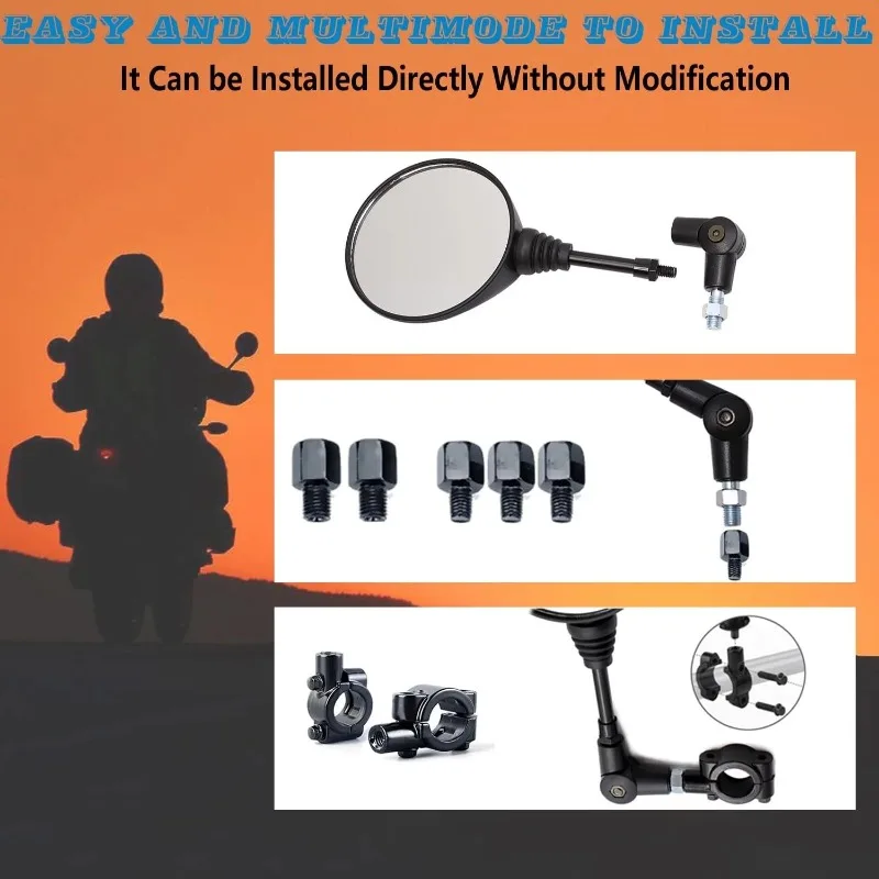 1 Pair of Motorcycle Rearview Mirror Round Foldable M8 M10 for Street Bikes Sport Bikes Scooters Cruisers ATV Motorcycles image 6