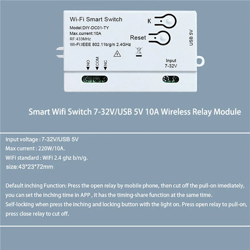 

FEDI-3X Tuya Wi-Fi умный переключатель DIY таймер 1CH 7-32 В USB 5 В 2,4G Wi-Fi Smartlife модуль домашней автоматизации для Alexa Google IFTT