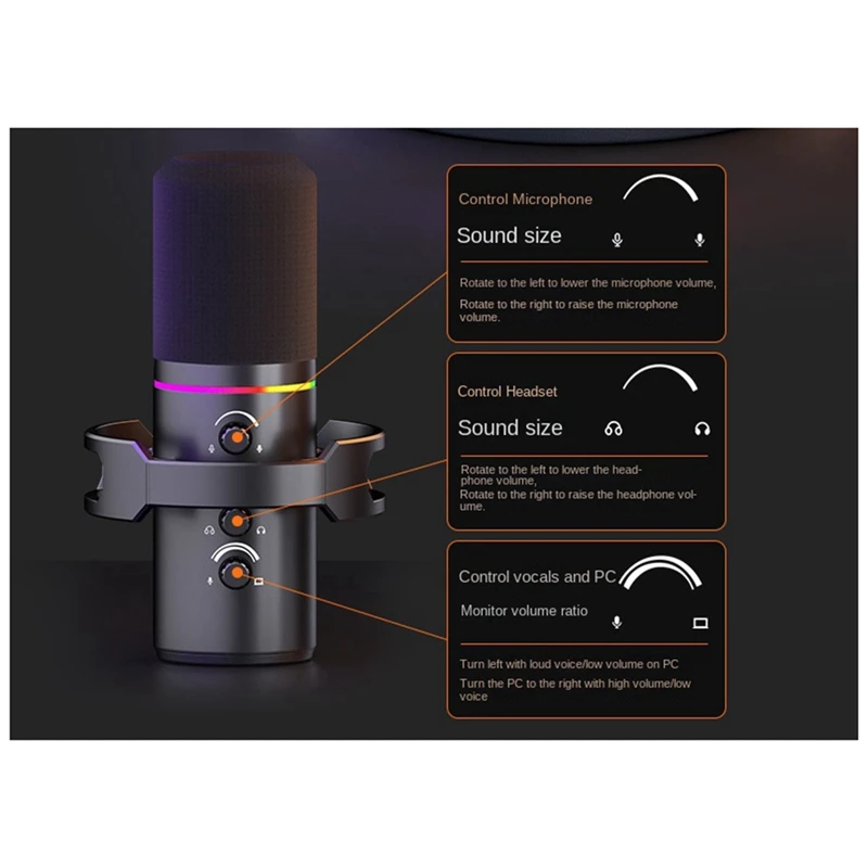 HFES XLR USB ميكروفون ديناميكي مع دعامة تسجيل الدبلجة للاتصال بطاقة الصوت لعبة الغناء المباشر للكمبيوتر