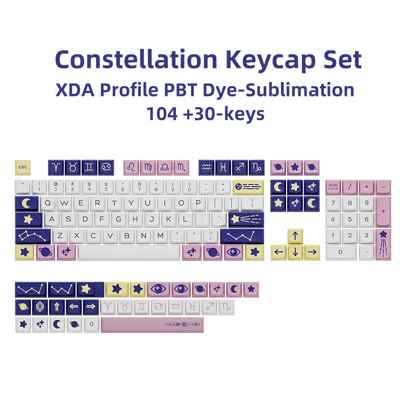 

134 Keys Purple Constellation XDA Profile Keycaps Sublimation Cute PBT Keycaps for Mechanical Keyboard Custom Key caps MX Switch