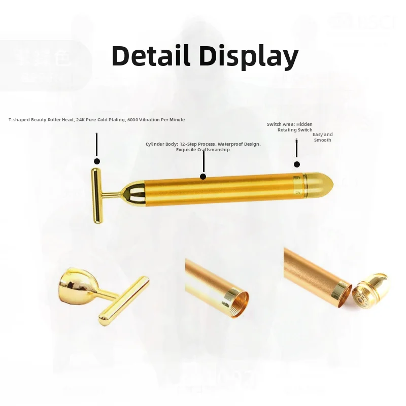 Gold Stick T-Typ Gesichtslifting Vibration Schönheitsmassage Elektrisches 2-in-1 3D-Roller Straffendes Hautpflegegerät für den Allgemeinen