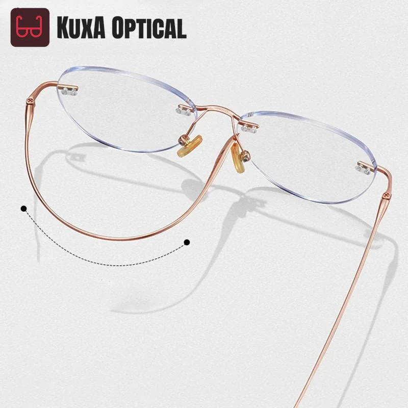 Lunettes sans monture pour femmes, verres de prescription photochromiques progressifs, filtre myopie, hypermétropie, monture HD, lumière bleue